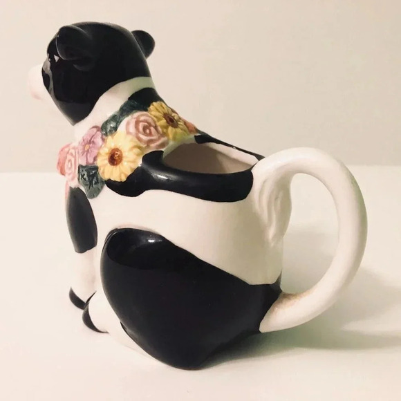 Giftcraft Cow Creamer Pitcher 4.5 Inch Tall Floral Figurine - Picture 2 of 13